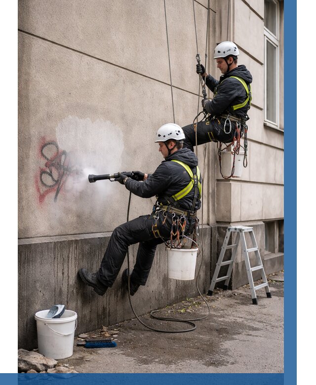 Удаление граффити с фасада в Феодосии от 4571 р. | ВЫСОТНИК-Фдс