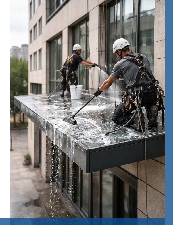 Мойка козырьков и навесов в Феодосии от 3555 р. | ВЫСОТНИК-Фдс