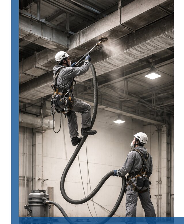 Обеспыливание потолочных конструкций в Феодосии промышленным альпинизмом