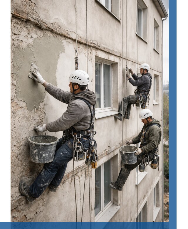 Ремонт штукатурного фасада в Феодосии от 762 р. под ключ | ВЫСОТНИК-Фдс