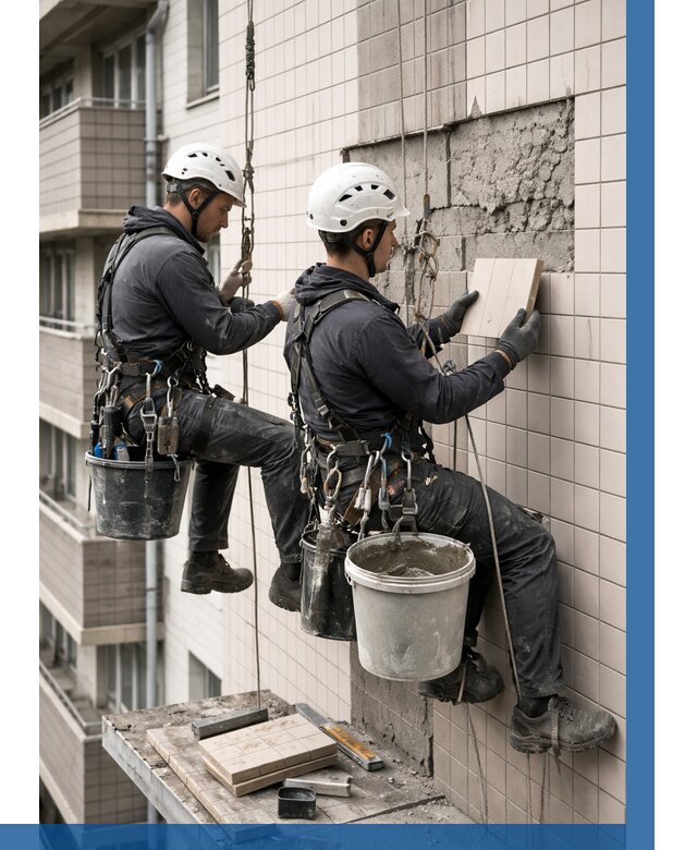 Ремонт облицовки фасада плиткой в Феодосии от 1828 р. | ВЫСОТНИК-Фдс