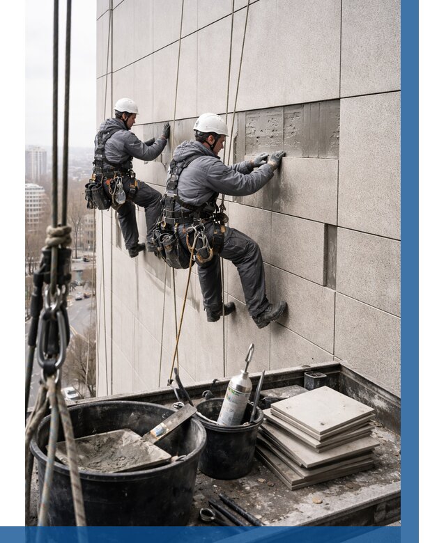 Ремонт фасада из керамогранита в Феодосии от 2540 р. | ВЫСОТНИК-Фдс