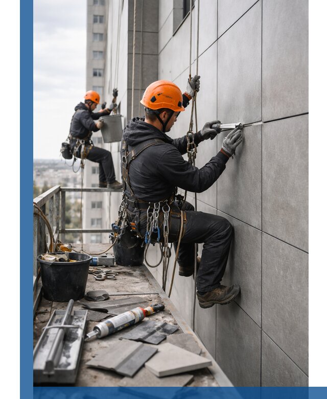 Профессиональный ремонт фасада из керамогранита в Феодосии