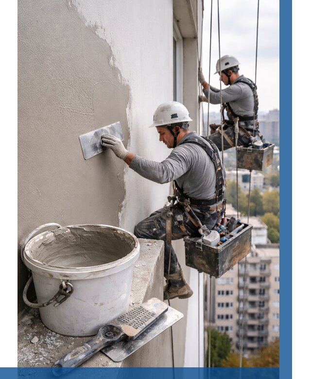 Шпаклевка фасада на высоте в Феодосии от 711 р. | ВЫСОТНИК-Фдс