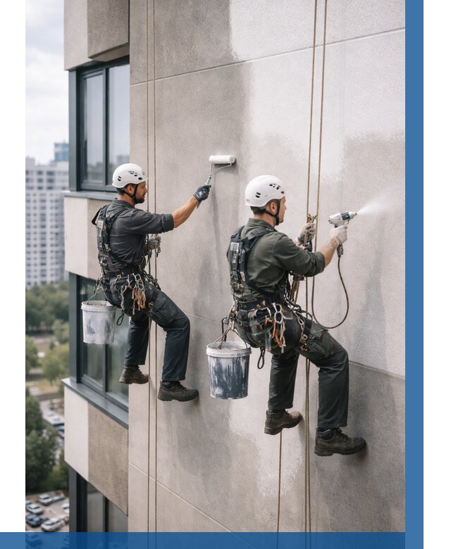 Покраска фасада альпинистами в Феодосии от 305 р. | ВЫСОТНИК-Фдс