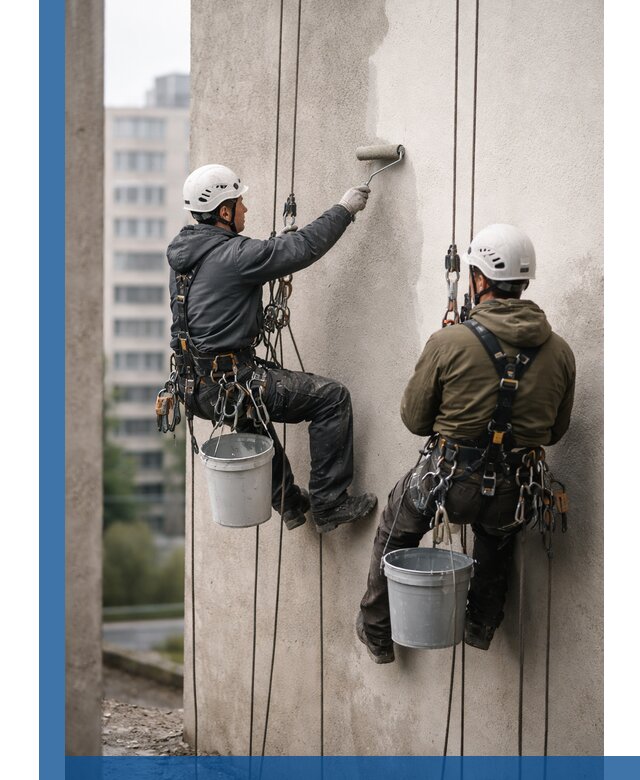 Покраска фасадов высотными альпинистами в Феодосии с гарантией