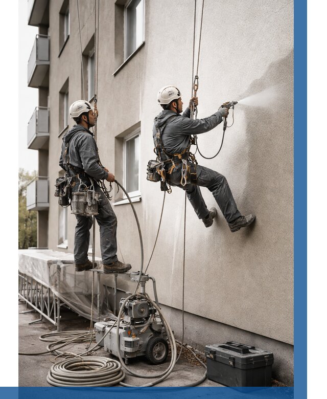 Безвоздушная покраска фасада в Феодосии от 223 р/м² | ВЫСОТНИК-Фдс