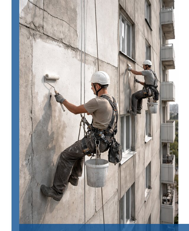 Покраска бетонного фасада в Феодосии для жилых и промышленных объектов