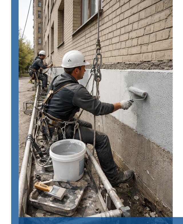 Окраска цоколя здания в Феодосии профессионально и надежно