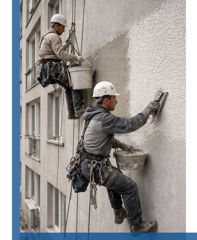 Нанесение декоративной штукатурки короед на фасад в Феодосии