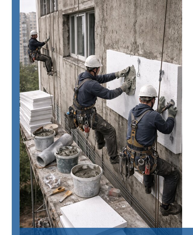 Утепление фасада пенополистиролом в Феодосии под ключ