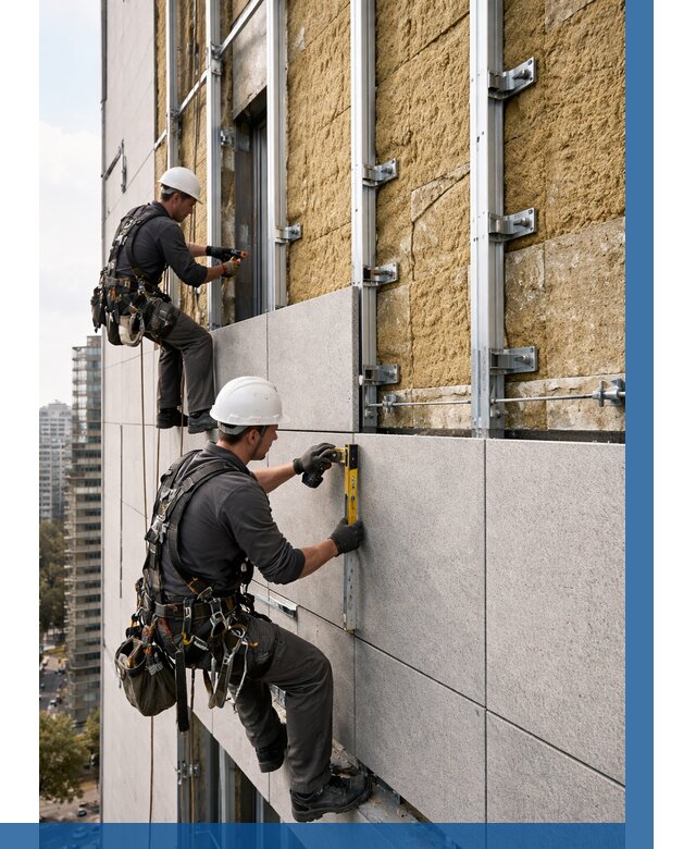 Монтаж вентилируемого фасада в Феодосии от 3555 р. | ВЫСОТНИК-Фдс