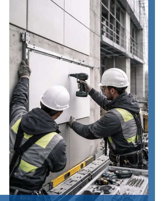 Монтаж композитных панелей фасада в Феодосии от 2540 р. | ВЫСОТНИК-Фдс