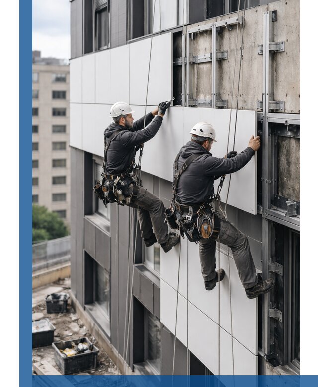 Монтаж композитных панелей фасада в Феодосии под ключ