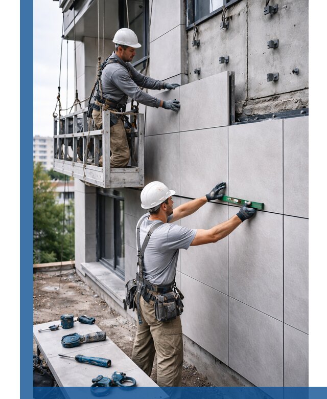 Монтаж керамогранита на фасад в Феодосии под ключ с гарантией качества