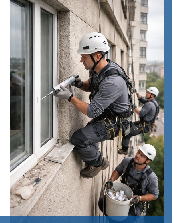 Герметизация оконных швов снаружи в Феодосии от 1524 р. | ВЫСОТНИК-Фдс