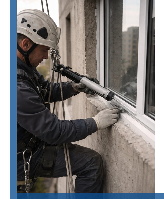 Герметизация оконных швов снаружи в Феодосии профессионально