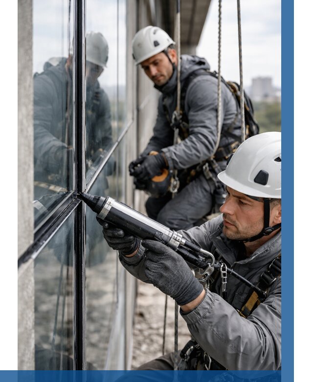 Герметизация витражных швов в Феодосии от 660 р. | ВЫСОТНИК-Фдс