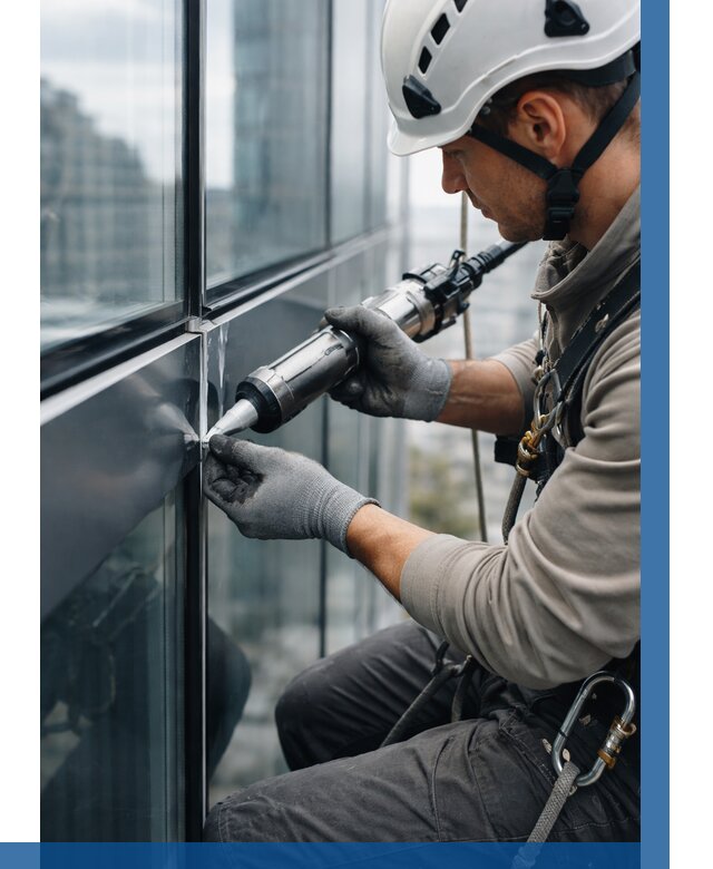 Герметизация стыков витража в Феодосии от 1219 р. | ВЫСОТНИК-Фдс