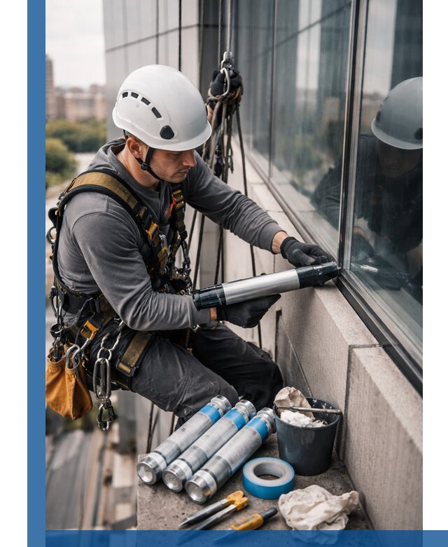 Герметизация стыков витража в Феодосии для герметичных фасадов