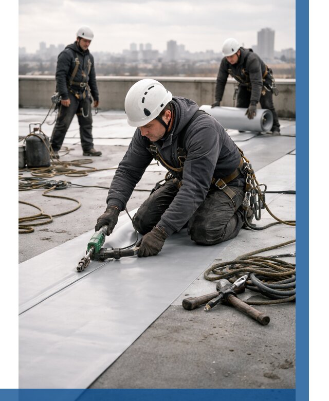 Ремонт мембранной кровли в Феодосии от 1828 р./м2 | ВЫСОТНИК-Фдс