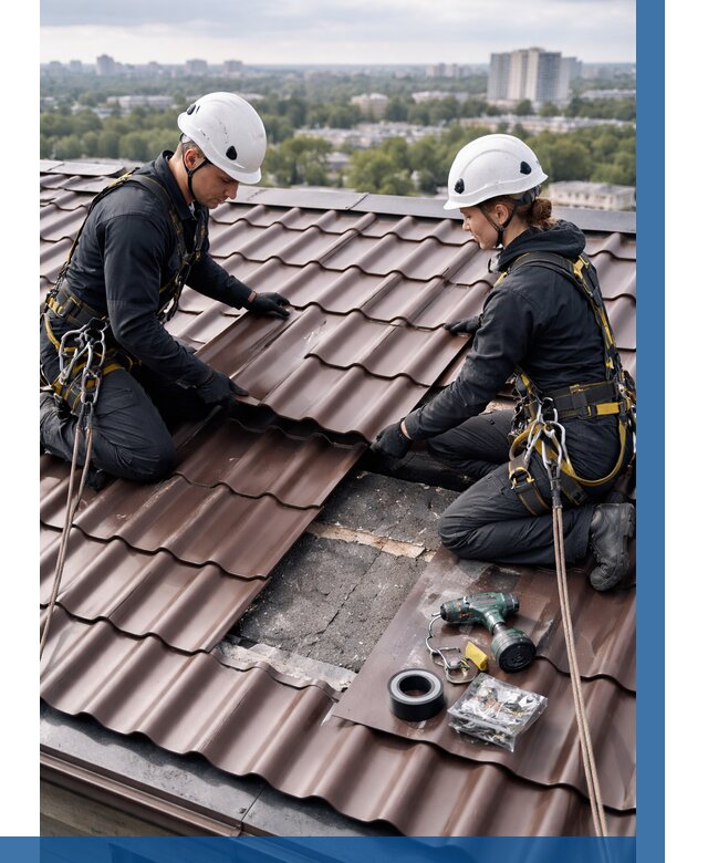 Ремонт металлочерепицы на крыше в Феодосии от 914 р. | ВЫСОТНИК-Фдс