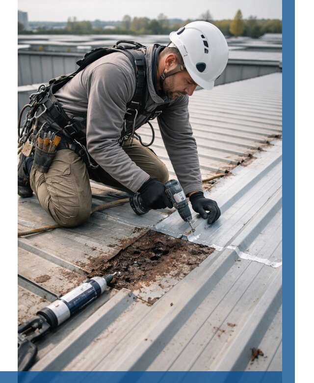 Ремонт профнастила на кровле в Феодосии от 711 р. | ВЫСОТНИК-Фдс