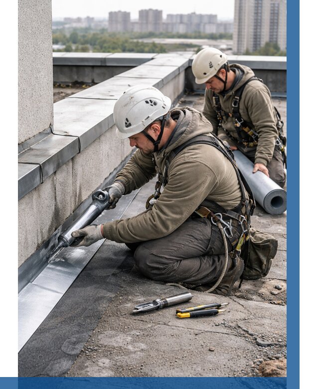 Ремонт кровельных примыканий в Феодосии от 1219 р. | ВЫСОТНИК-Фдс