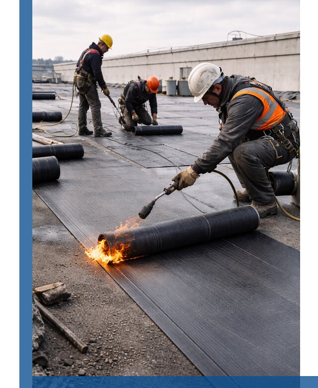 Монтаж наплавляемой кровли в Феодосии профессионально