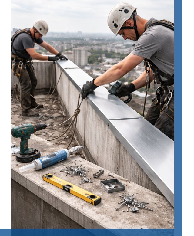 Монтаж парапетных крышек в Феодосии от 813 р. | ВЫСОТНИК-Фдс