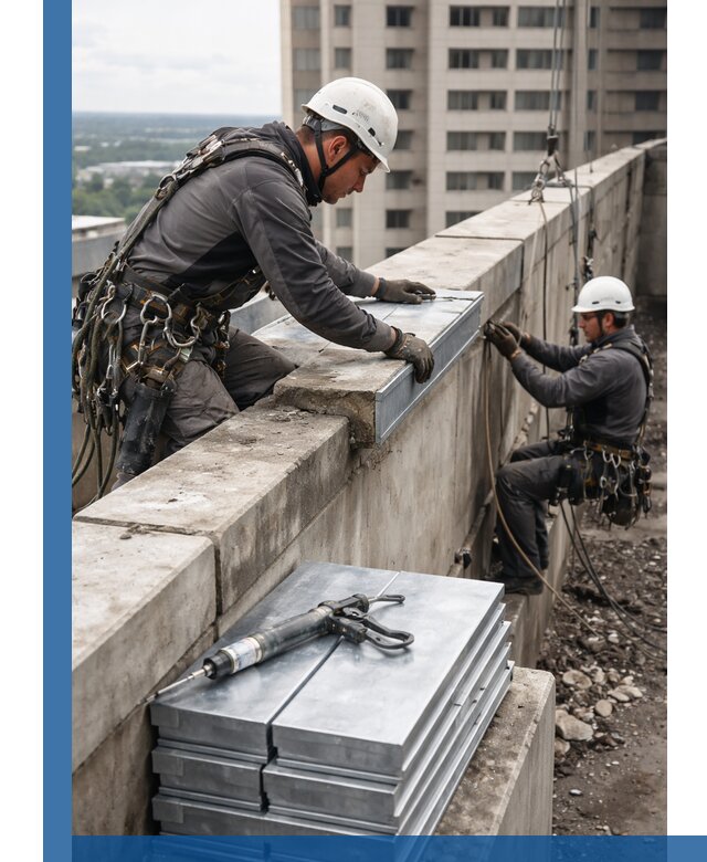 Замена парапетных крышек и установка новых в Феодосии