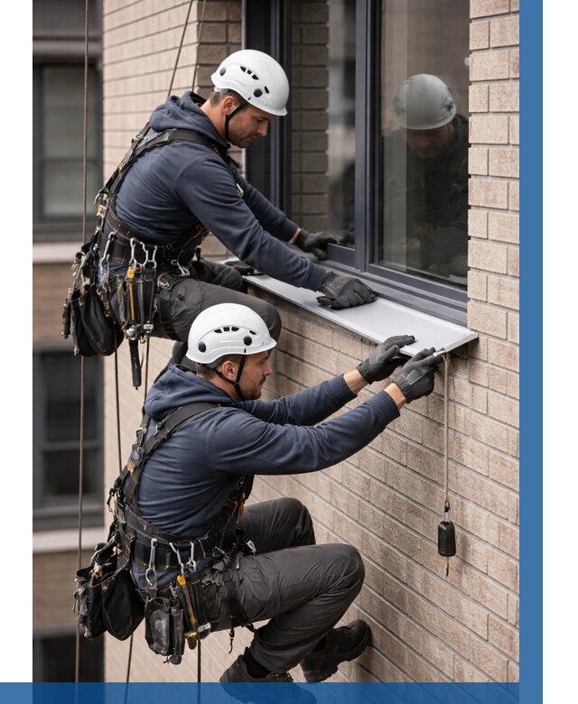 Монтаж оконных отливов под ключ в Феодосии от 3555 р. | ВЫСОТНИК-Фдс