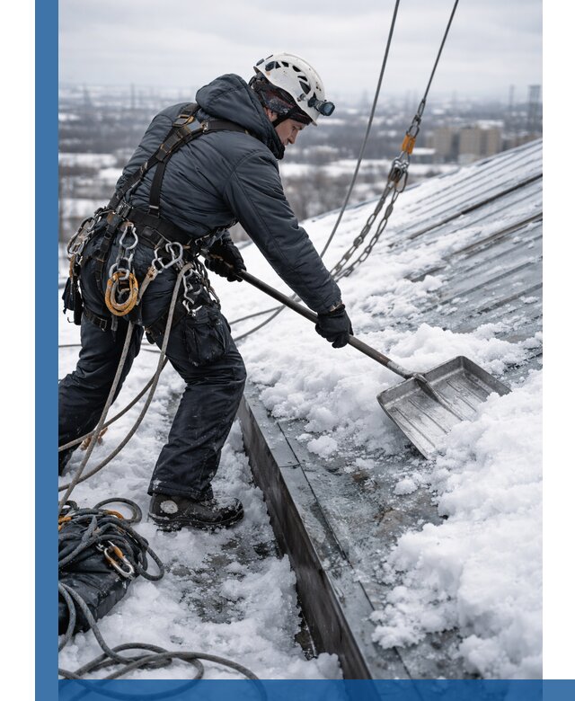 Профессиональная очистка кровли от снега и наледи в Феодосии