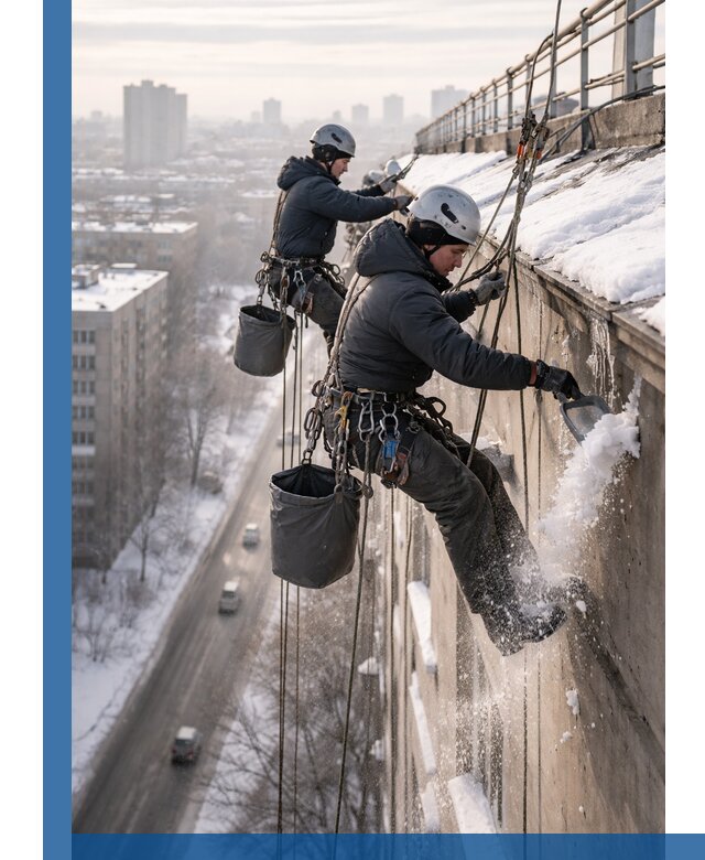 Очистка карнизов от снега в Феодосии профессионально и безопасно