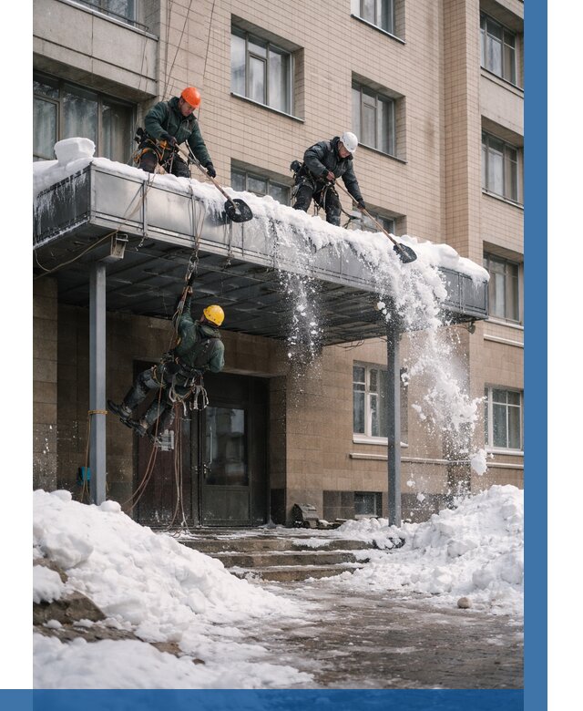 Очистка козырьков от снега в Феодосии от 3555 р. | ВЫСОТНИК-Фдс