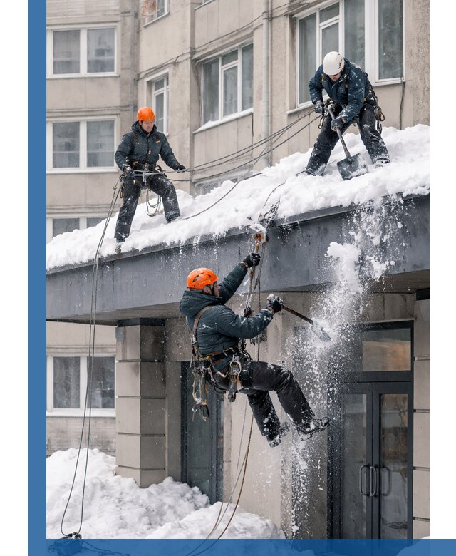 Безопасная очистка навесов от снега в Феодосии круглогодично