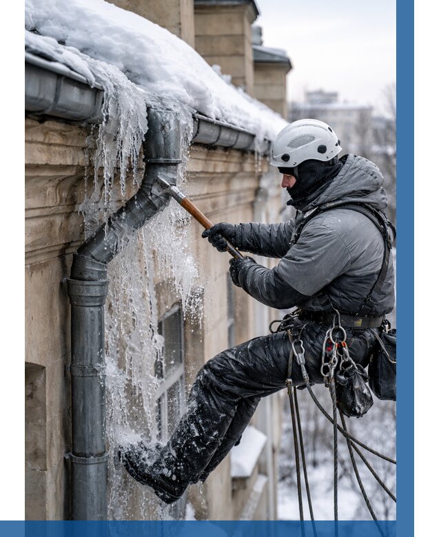 Очистка водостоков от льда в Феодосии от 3555 р. | ВЫСОТНИК-Фдс