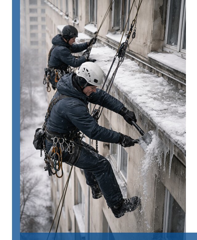 Удаление наледи и сосулек с карнизов в Феодосии профессионально