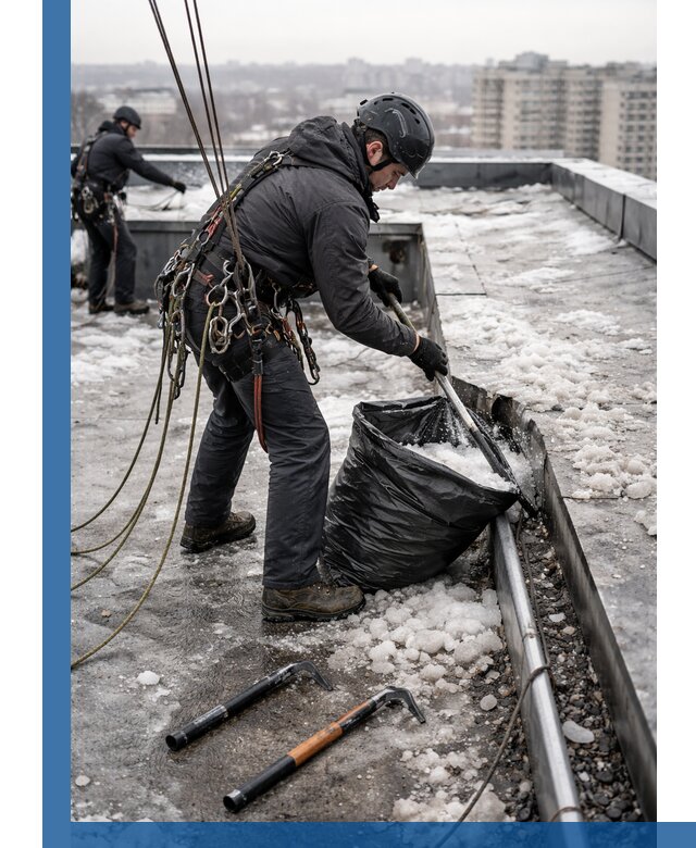 Аварийная очистка кровли в Феодосии от промальпинистов