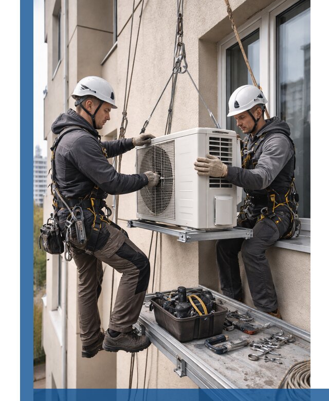 Перенос внешнего блока кондиционера в Феодосии с монтажом и крепежом