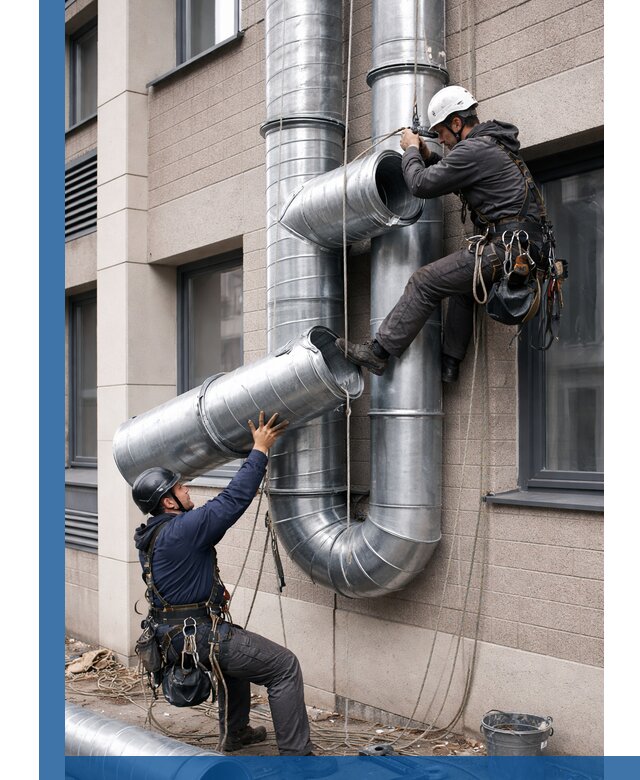 Монтаж фасадных воздуховодов в Феодосии с герметизацией и крепежом