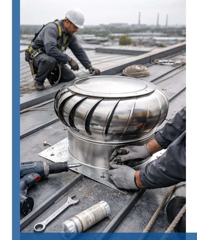 Установка дефлекторов на кровле в Феодосии профессионально