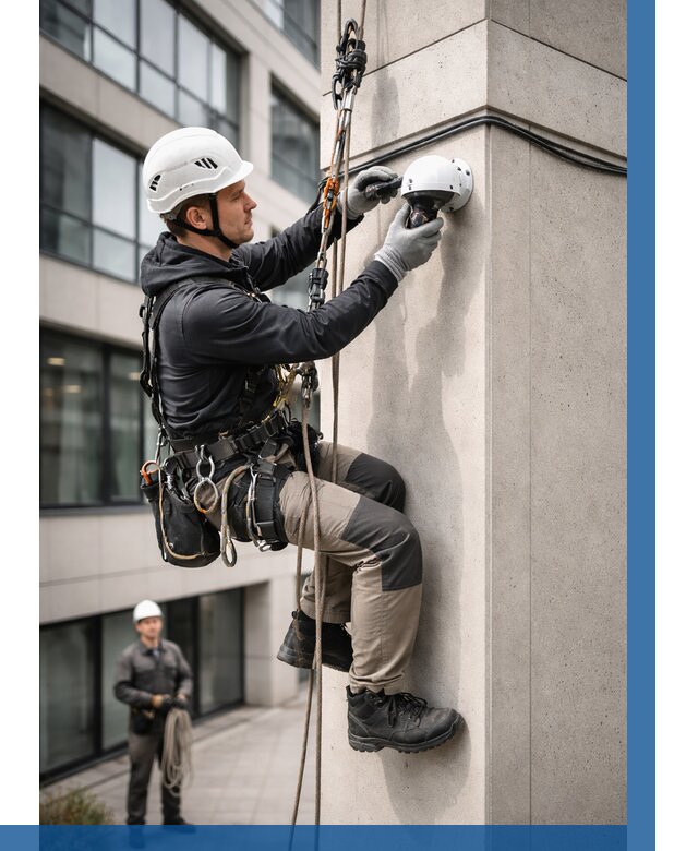 Монтаж камер видеонаблюдения на фасаде в Феодосии от 8634 р.-ВЫСОТНИК-Фдс