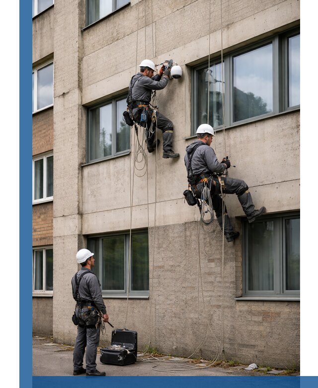 Монтаж фасадных камер видеонаблюдения в Феодосии под ключ