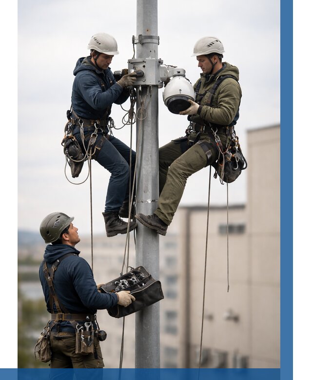 Установка видеокамер на мачте в Феодосии от 8634 р. | ВЫСОТНИК-Фдс