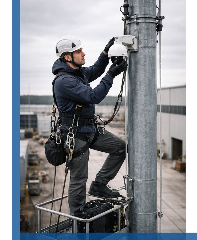 Профессиональная установка видеокамер на мачте в Феодосии