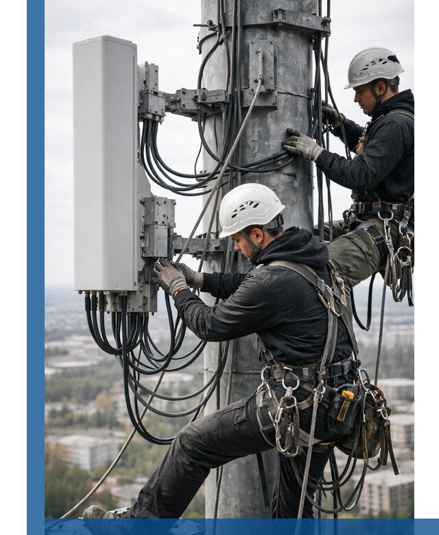 Монтаж оборудования связи на мачте в Феодосии с пусконаладкой