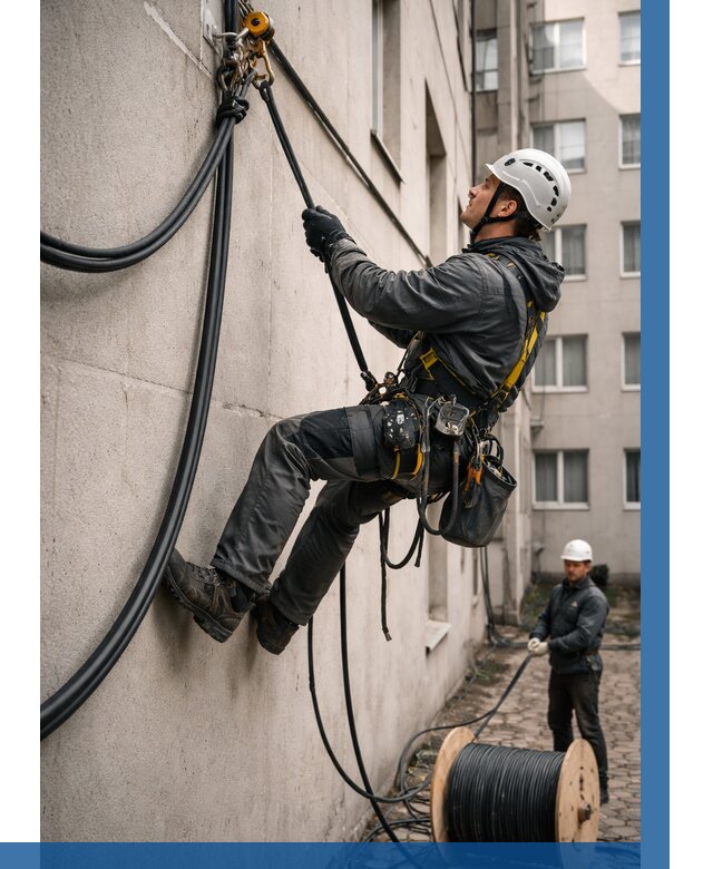 Протяжка кабеля питания на высоте в Феодосии от 457 р. | ВЫСОТНИК-Фдс