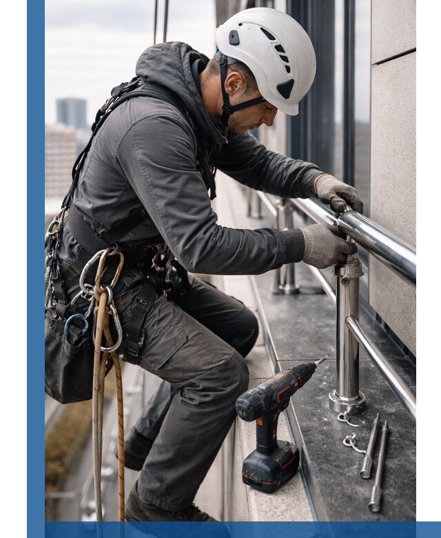 Монтаж ограждений на высоте в Феодосии для зданий и конструкций