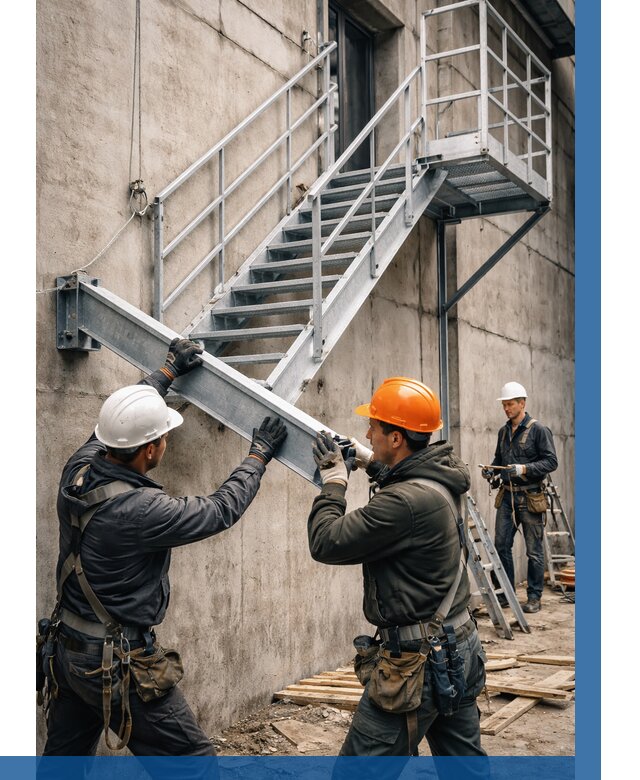 Монтаж металлических лестниц в Феодосии от 15237 р. | ВЫСОТНИК-Фдс